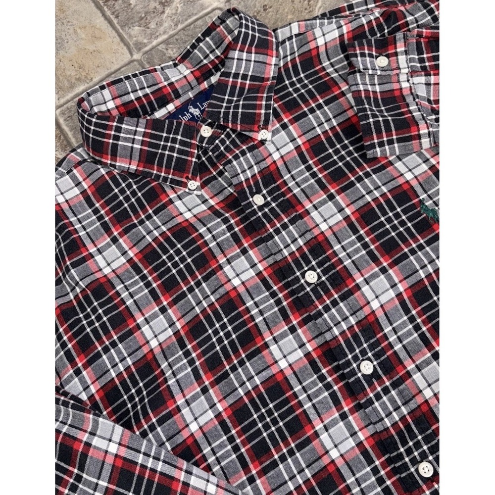 Polo Ralph Lauren Blaire‎ Men's Lightweight Plaid Flannel XXL 2XL Black Red